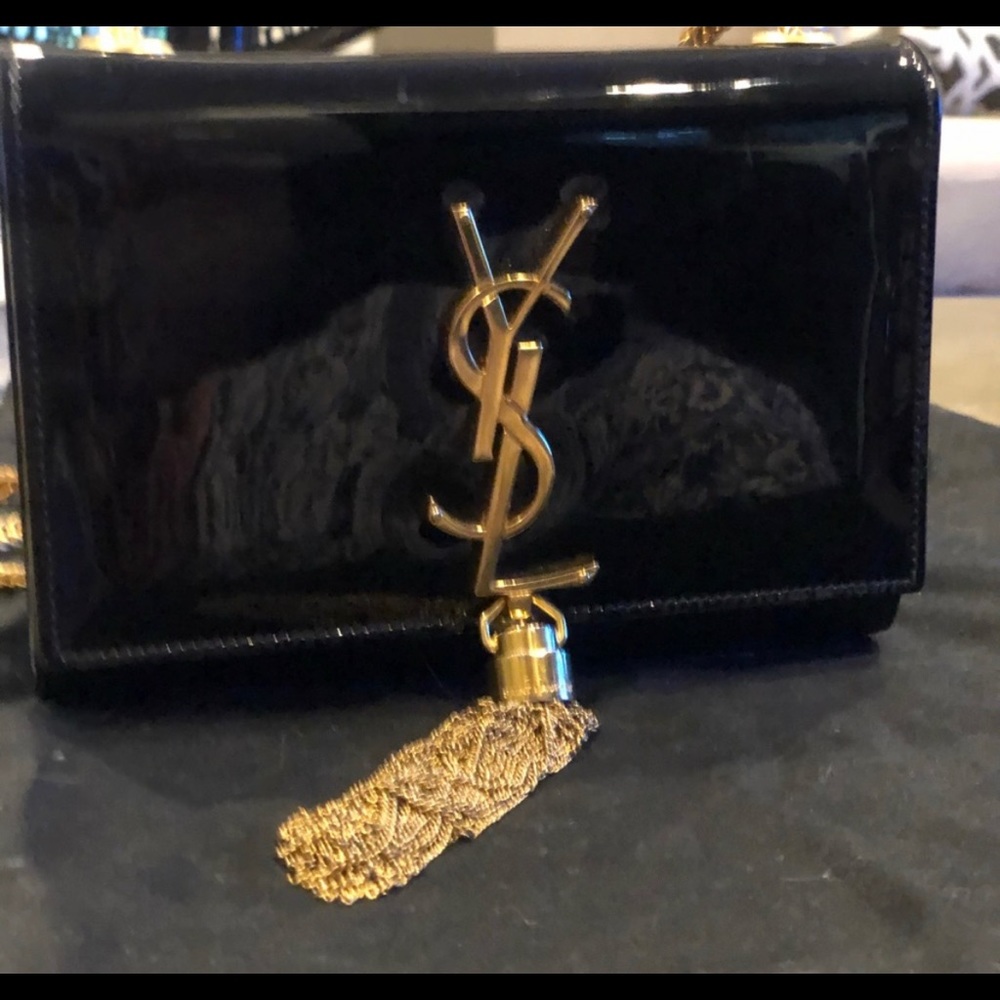 Ysl black patented leather crossbody purse